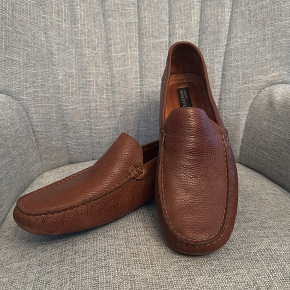 Alfani 360 Flex Brown Leather Loafers - Picture 3 of 8
